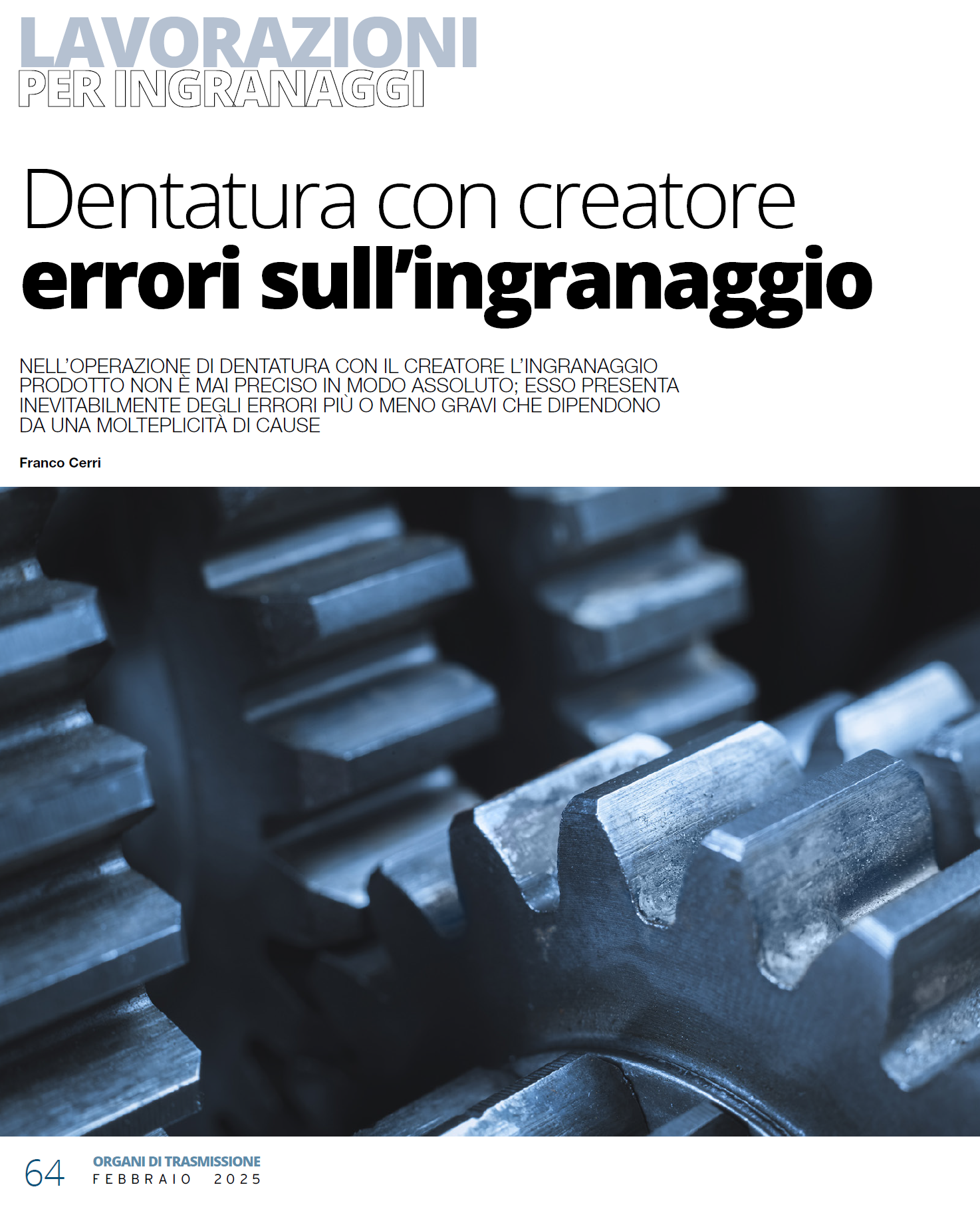 OT - Dentatura con creatore, errori sullingranaggio (pag. 64) - cover